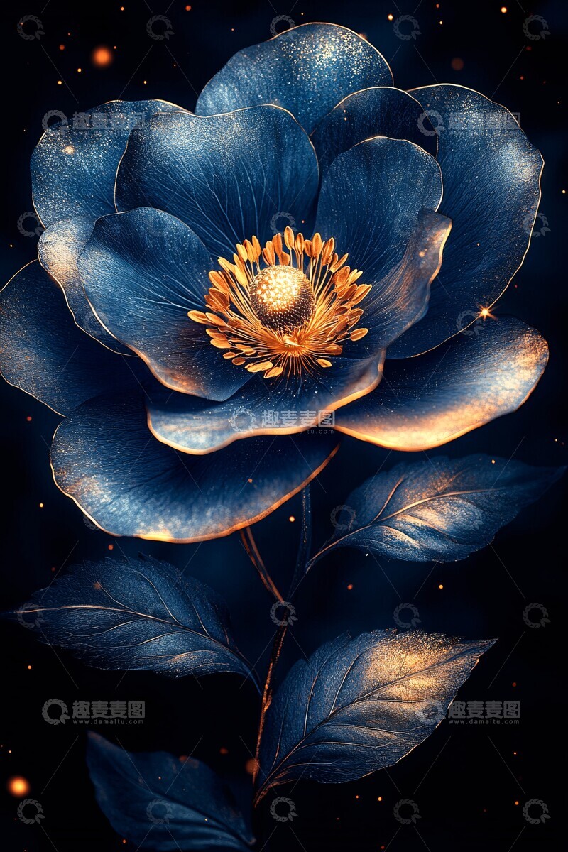 高清大图下载【趣麦麦图】巨型蓝金花巨型黑色银色2
