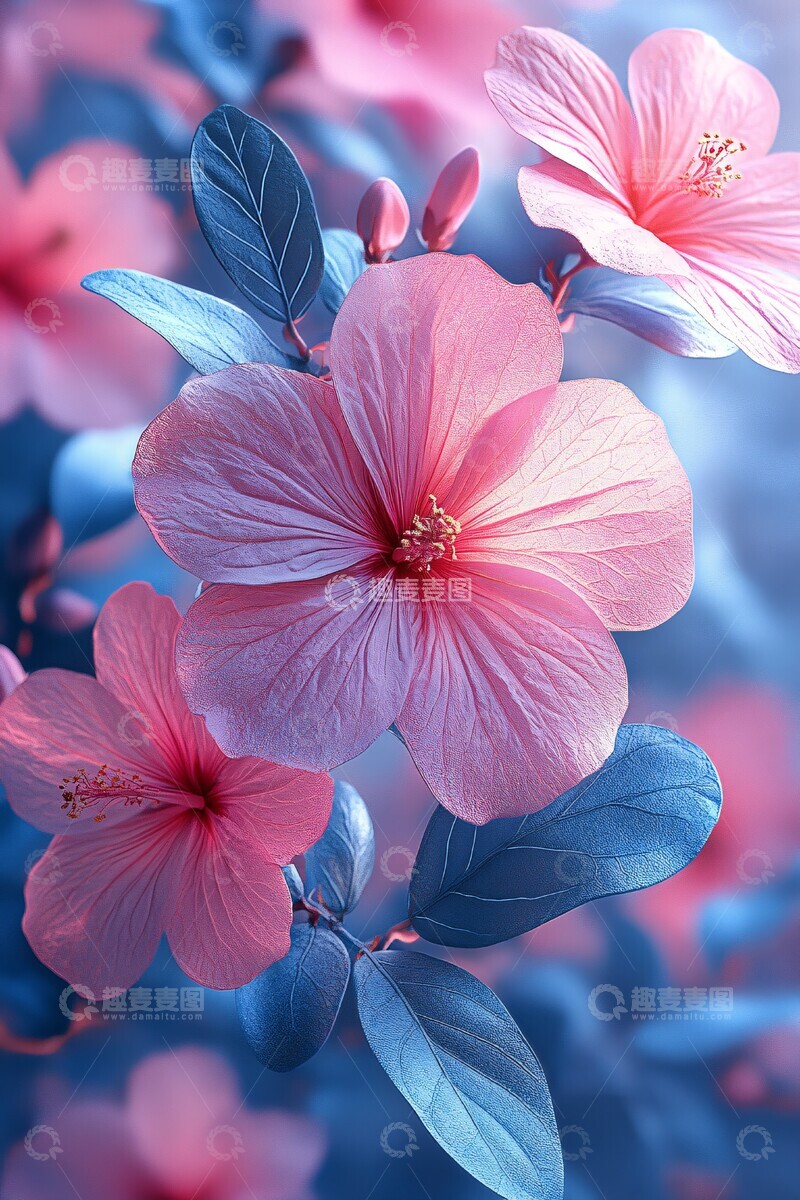 高清大图下载【趣麦麦图】粉色水彩花环2