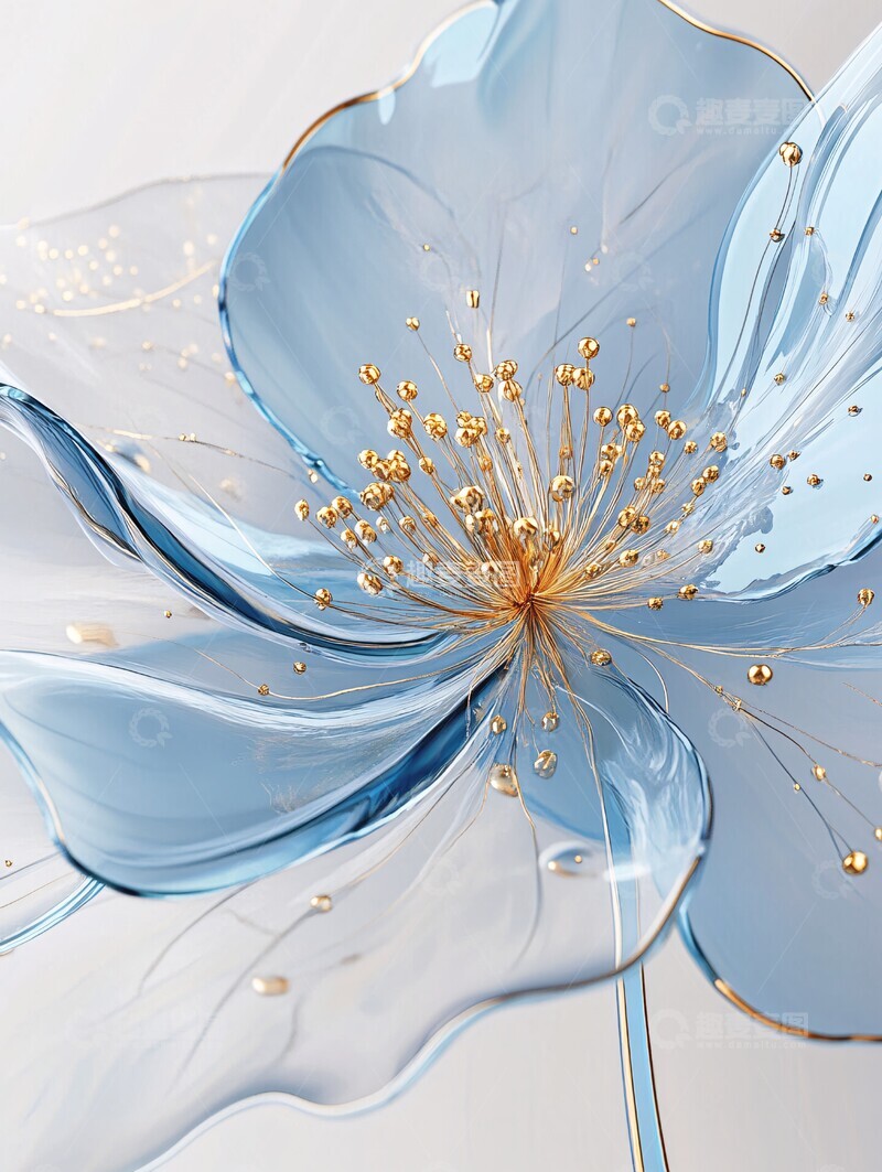 高清大图下载【趣麦麦图】蓝色花瓣金色雄蕊3