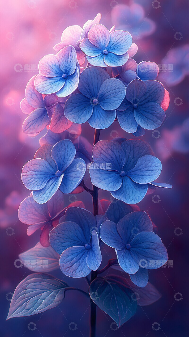 高清大图下载【趣麦麦图】蓝紫花卉水彩画