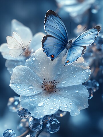 蓝玫瑰白蝶晶体2