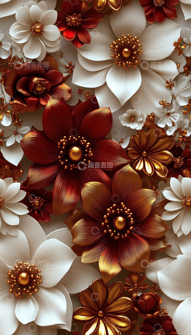 高清大图下载【趣麦麦图】金色波西米亚花纹1