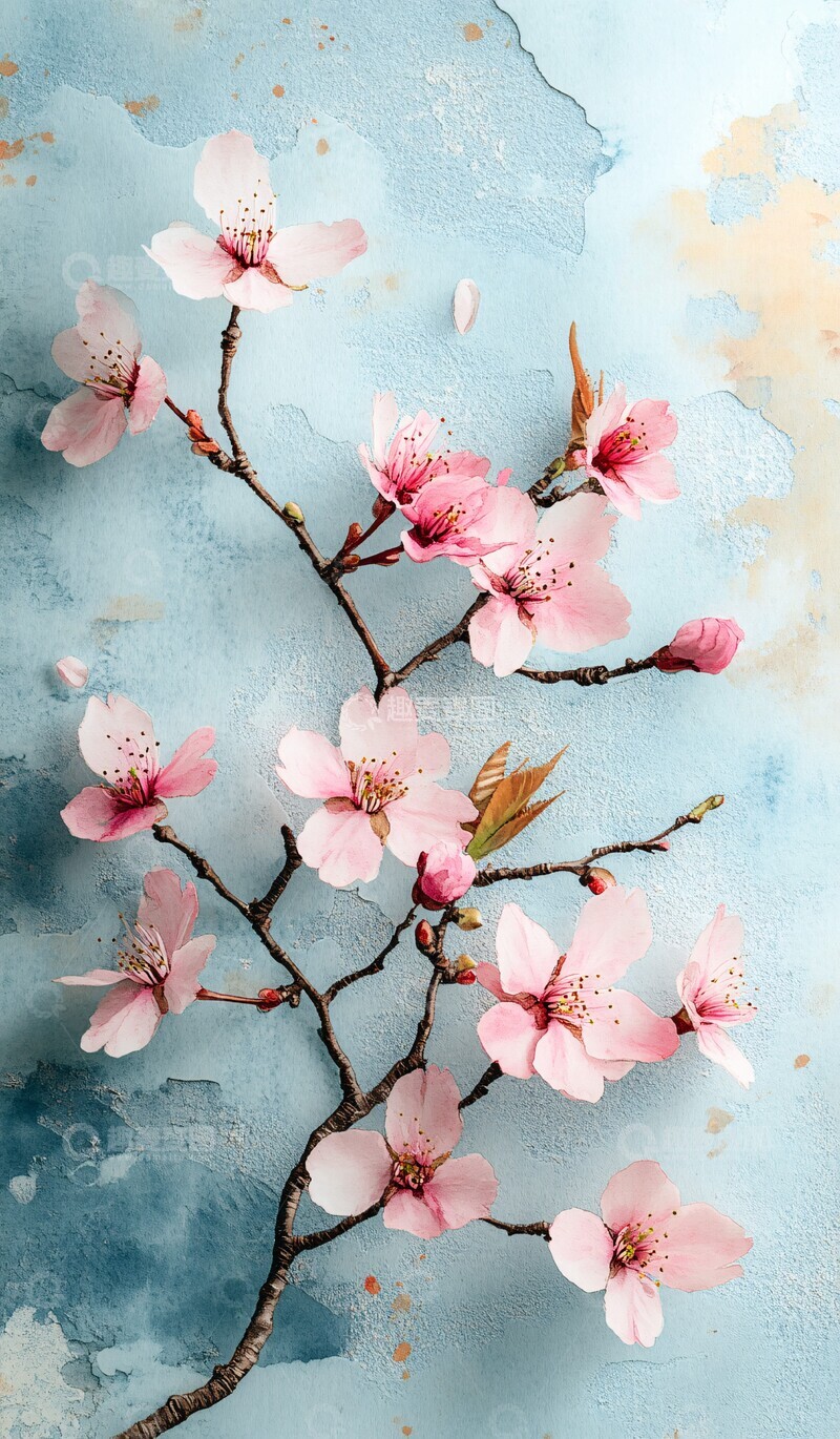 高清大图下载【趣麦麦图】樱花水彩纸樱花水彩纸张3