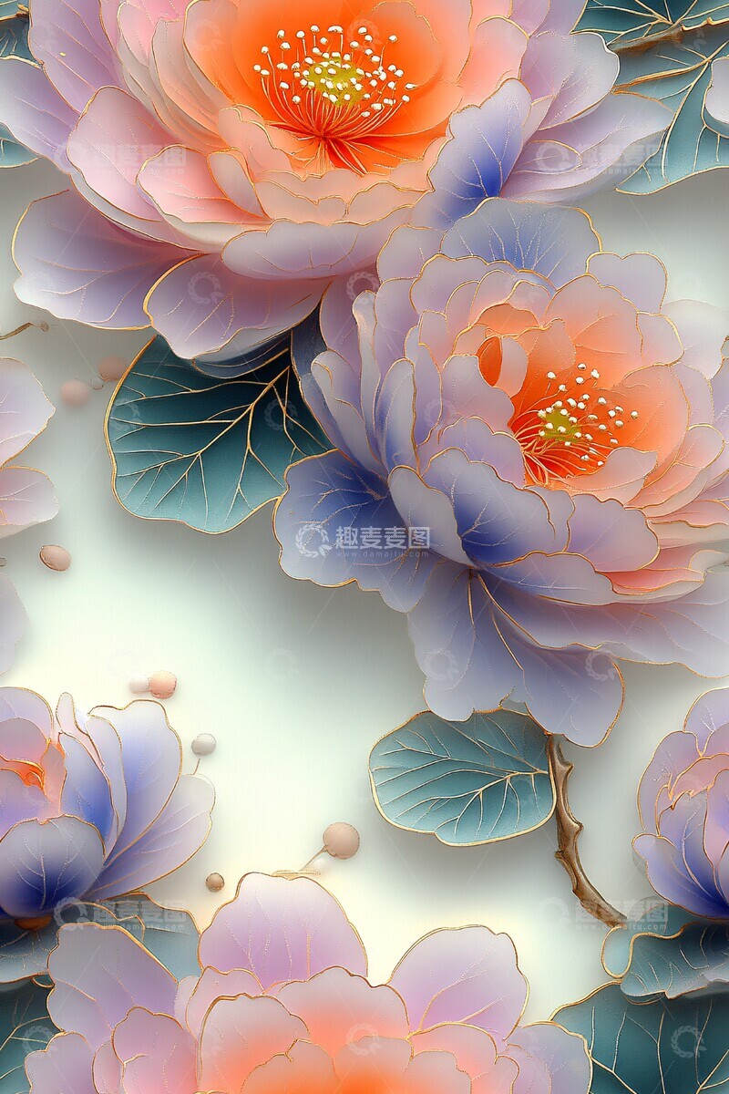 高清大图下载【趣麦麦图】紫色橙色立体壁纸