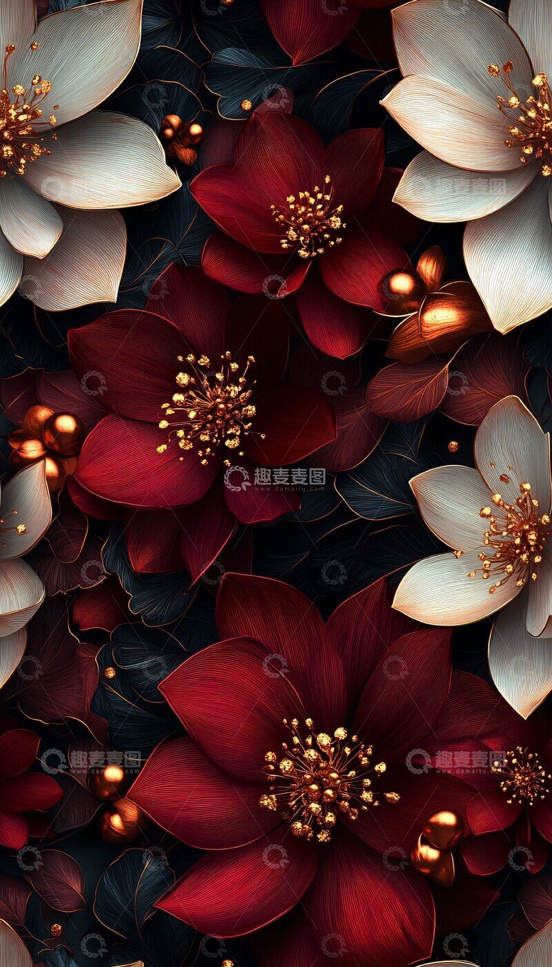 金色波西米亚花纹