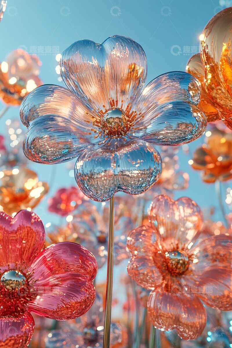 高清大图下载【趣麦麦图】金属花朵与星辰2