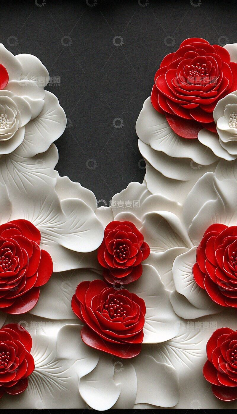 高清大图下载【趣麦麦图】卡梅莉亚花卉图案1