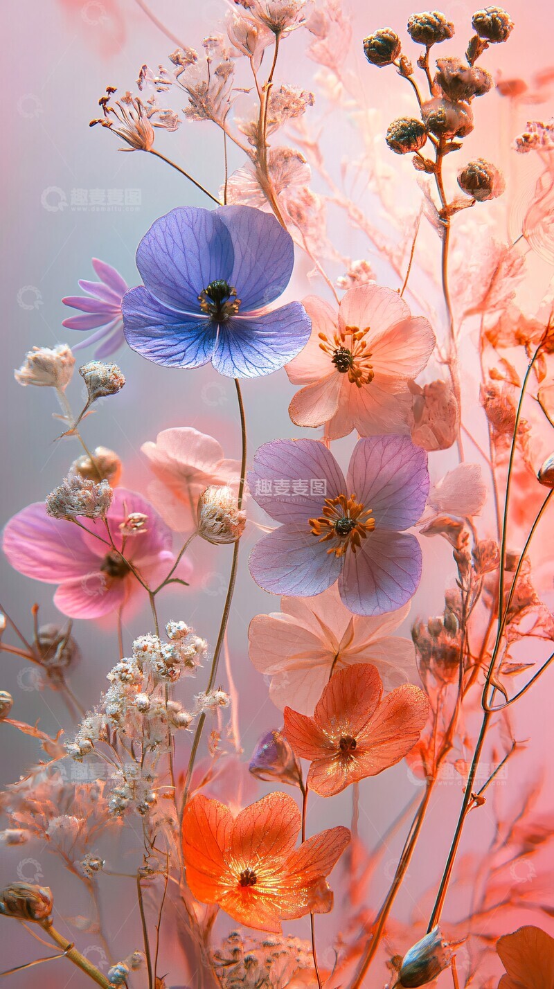 高清大图下载【趣麦麦图】野花金箔层叠设计3