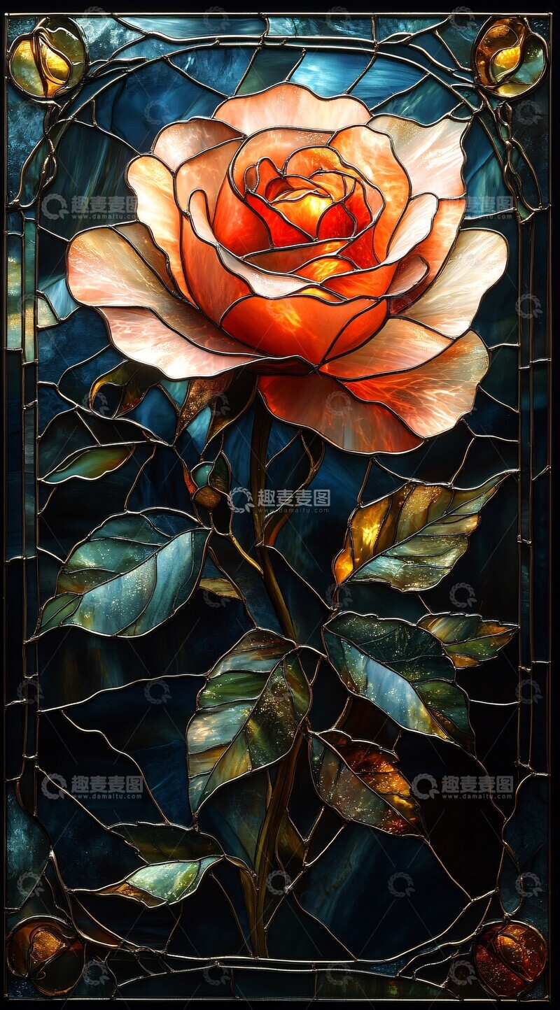 高清大图下载【趣麦麦图】玫瑰玻璃窗玫瑰玻璃粉色
