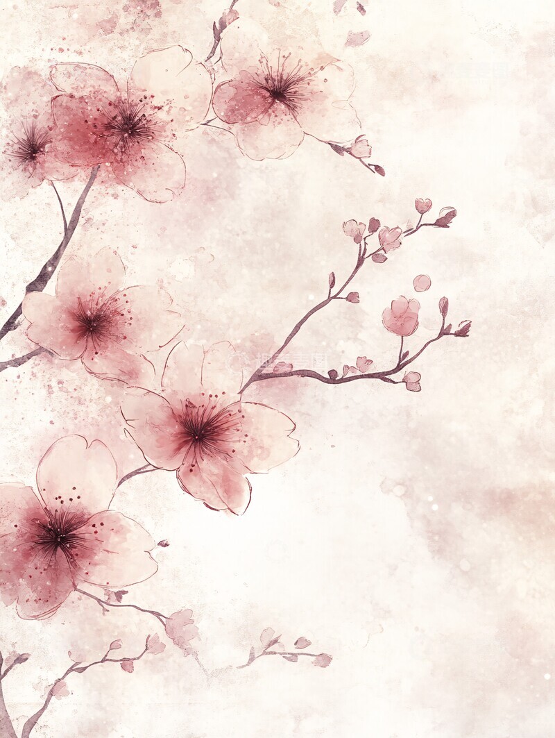 高清大图下载【趣麦麦图】樱花图案重复排列1