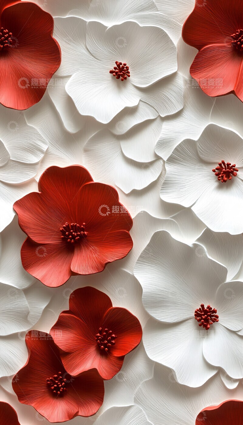 高清大图下载【趣麦麦图】卡梅莉亚花卉图案2