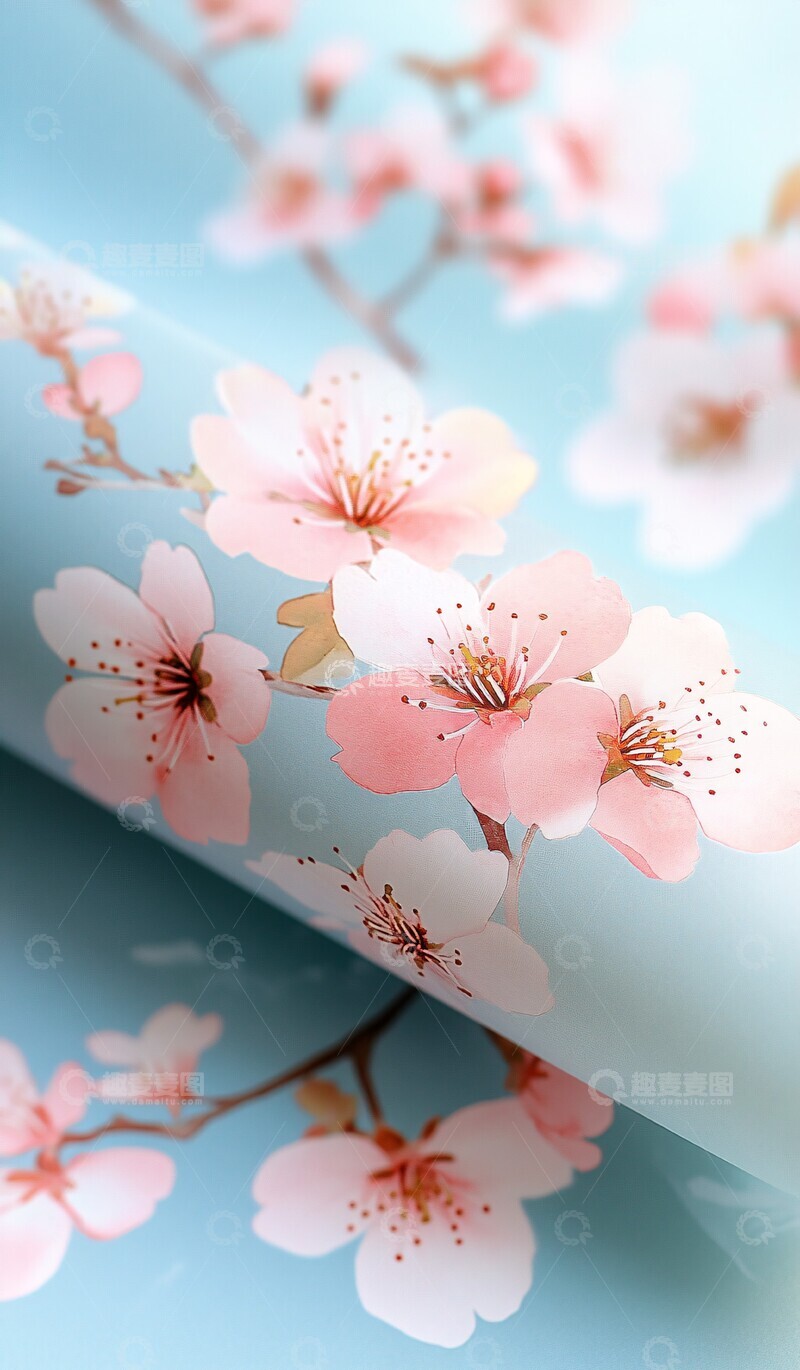 高清大图下载【趣麦麦图】樱花水彩纸樱花水彩纸张2