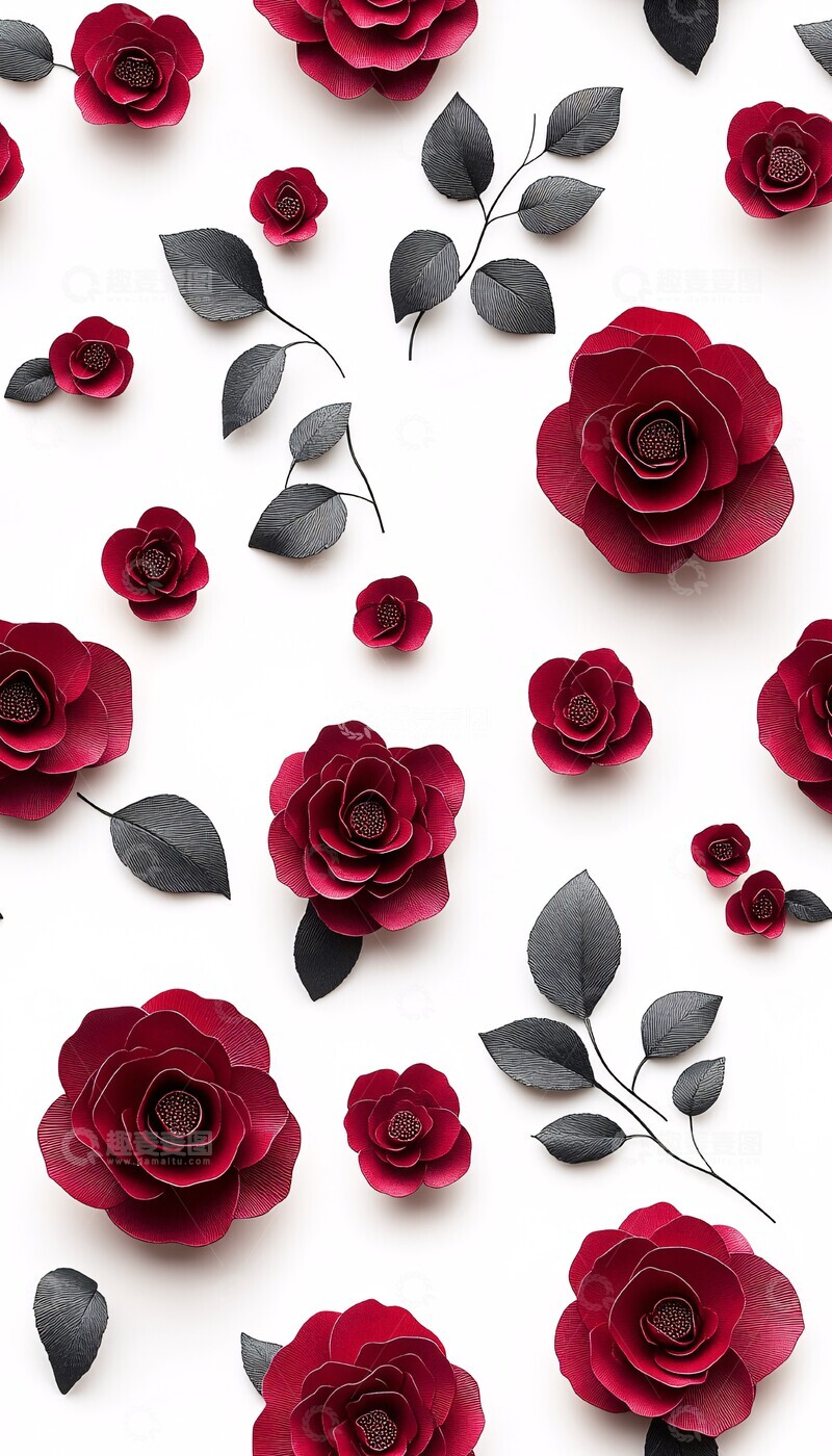 高清大图下载【趣麦麦图】卡梅莉亚花卉图案