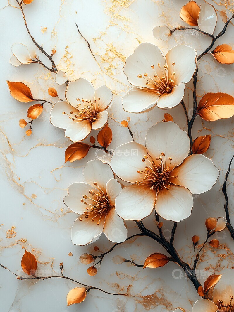 高清大图下载【趣麦麦图】白金花卉纹样1