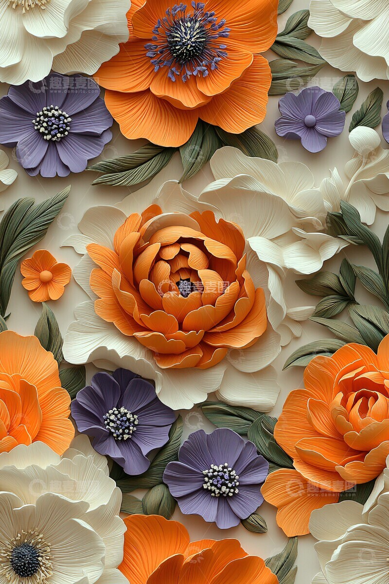 高清大图下载【趣麦麦图】紫色橙色立体壁纸1