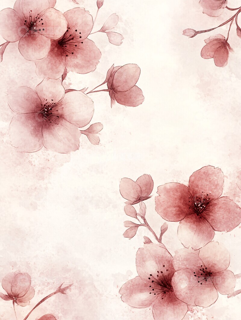 高清大图下载【趣麦麦图】樱花图案重复排列3