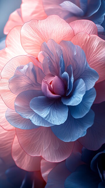 粉蓝玫瑰花瓣特写2