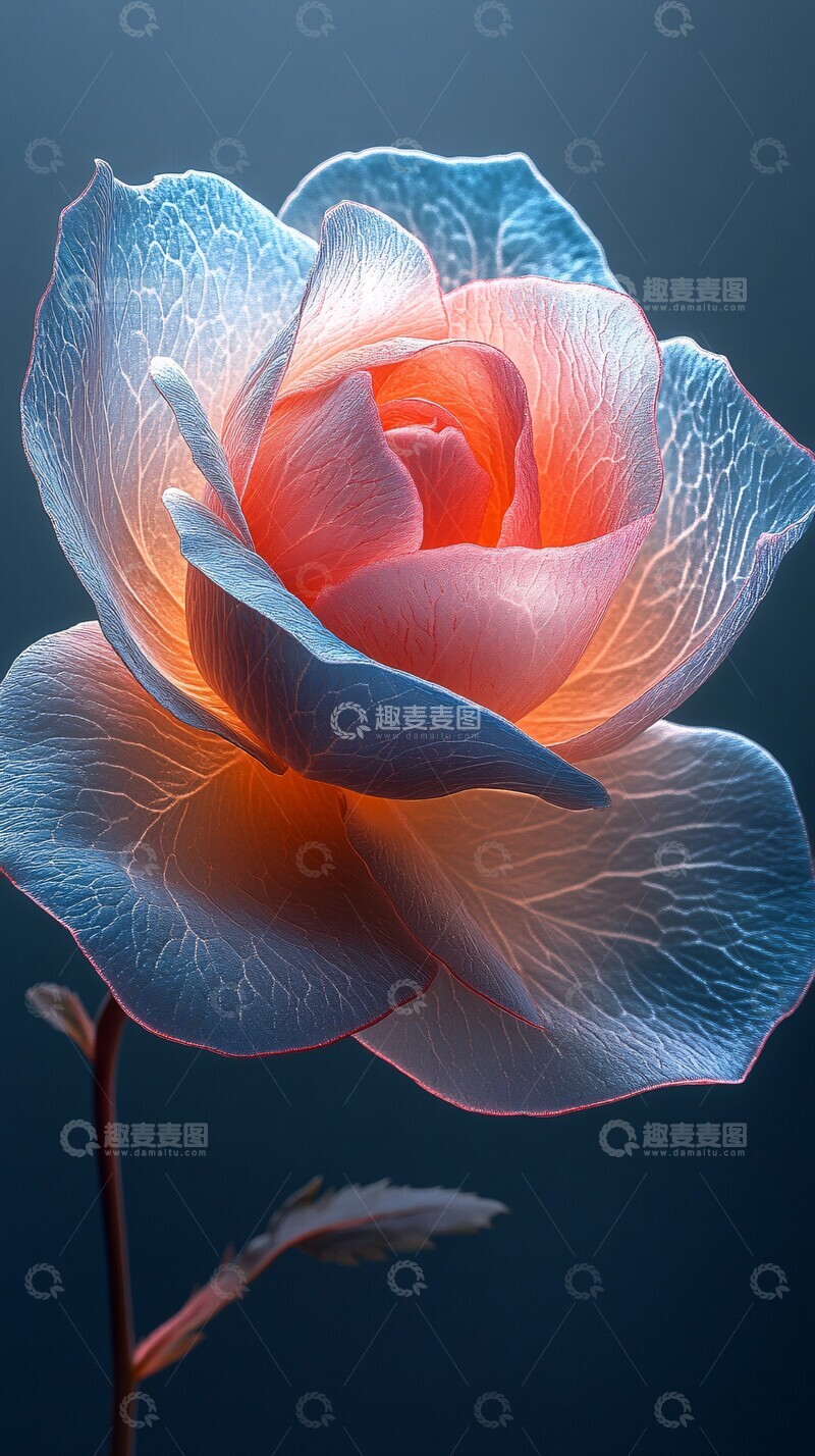高清大图下载【趣麦麦图】粉蓝玫瑰花瓣特写1