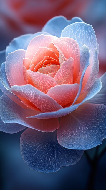 粉蓝玫瑰花瓣特写