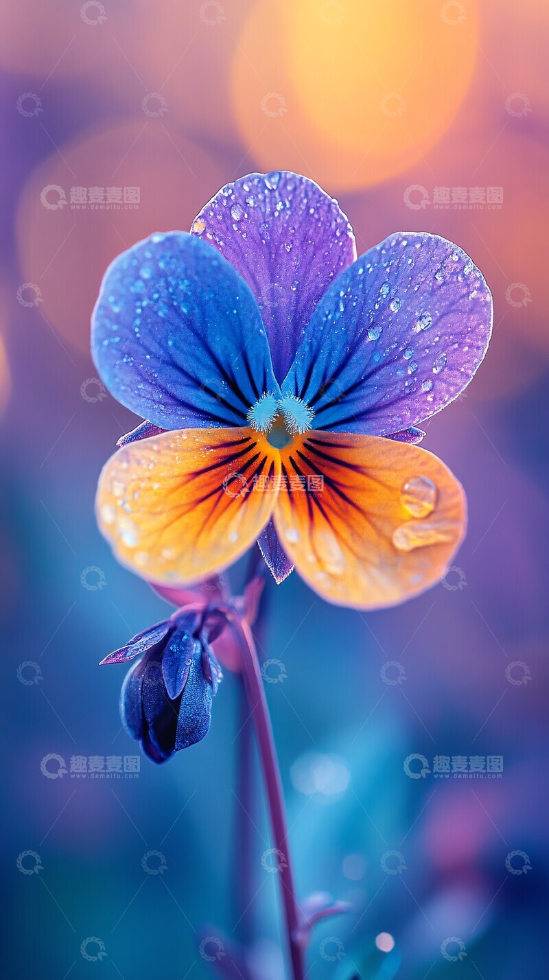 高清大图下载【趣麦麦图】黄紫渐变花瓣特写