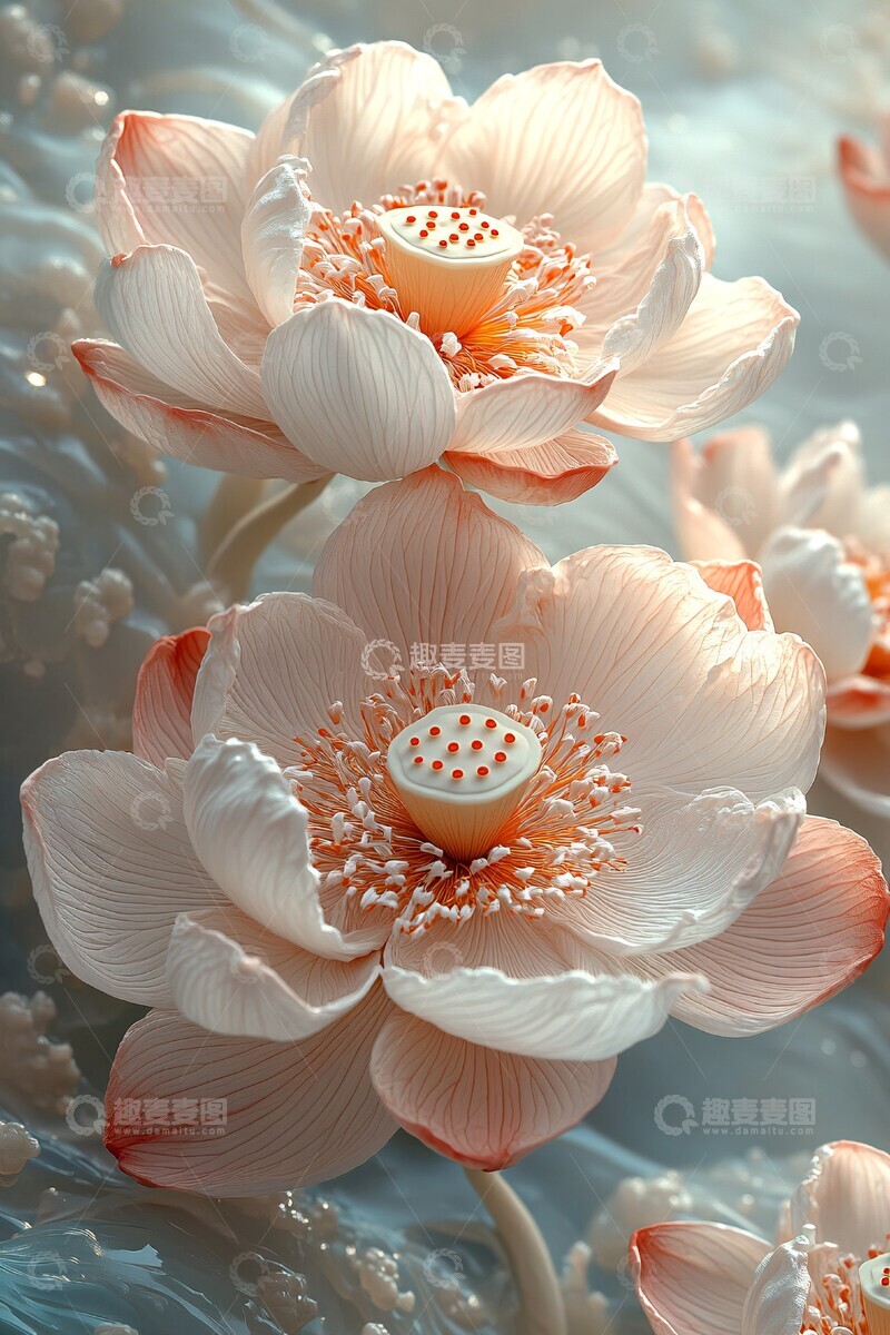 高清大图下载【趣麦麦图】粉白莲花莲花花朵花瓣2