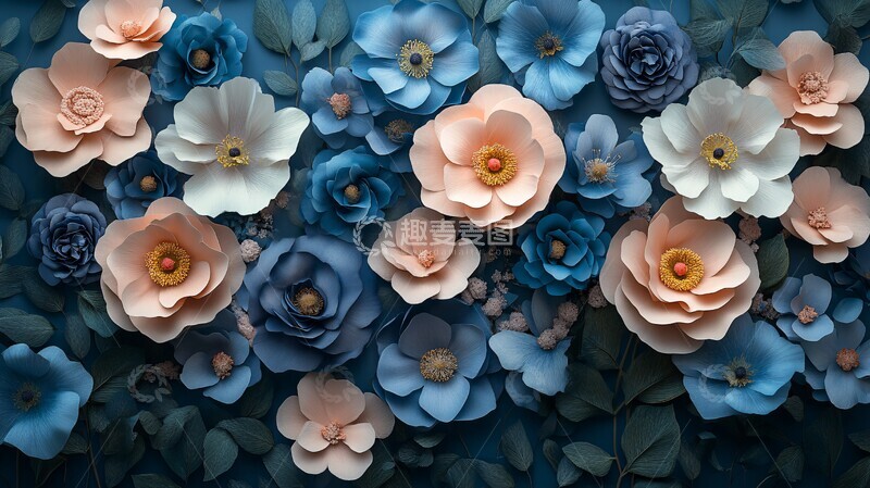 高清大图下载【趣麦麦图】深蓝花艺组合1