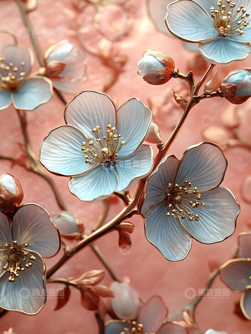 高清大图下载【趣麦麦图】粉色玻璃花饰1