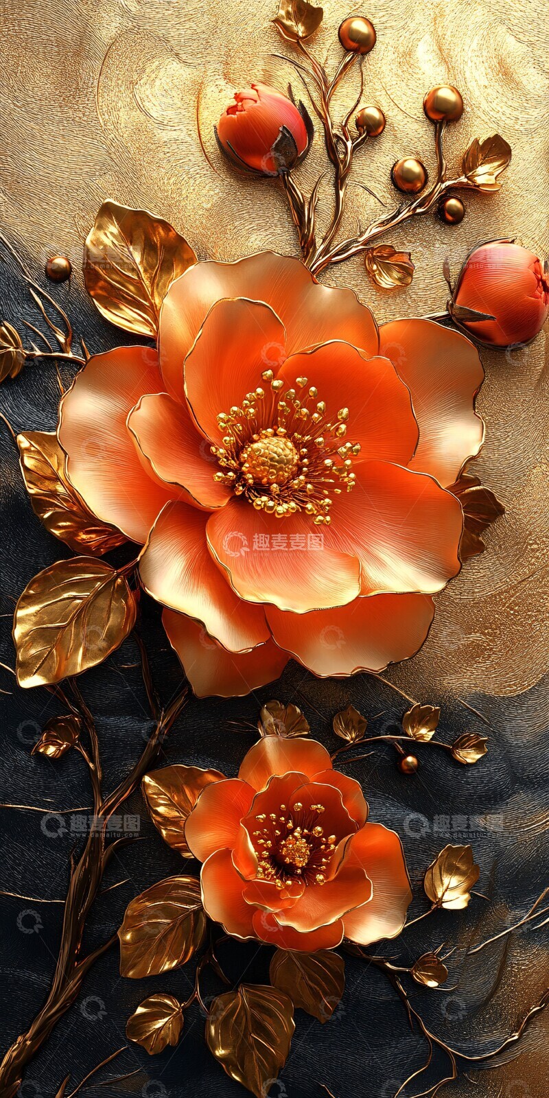 高清大图下载【趣麦麦图】金色花卉婚礼中心1