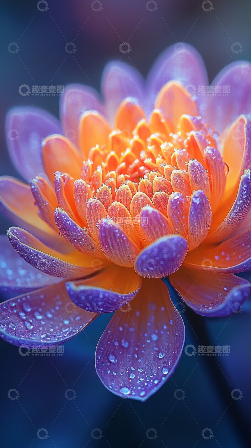 高清大图下载【趣麦麦图】黄紫渐变花瓣特写1