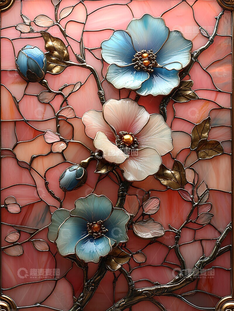 高清大图下载【趣麦麦图】粉色玻璃花饰