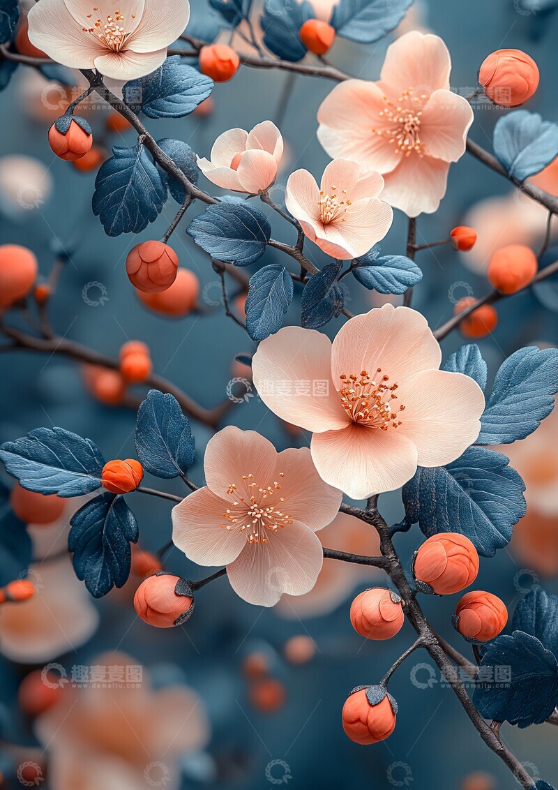 高清大图下载【趣麦麦图】粉色蓝色花朵壁纸2