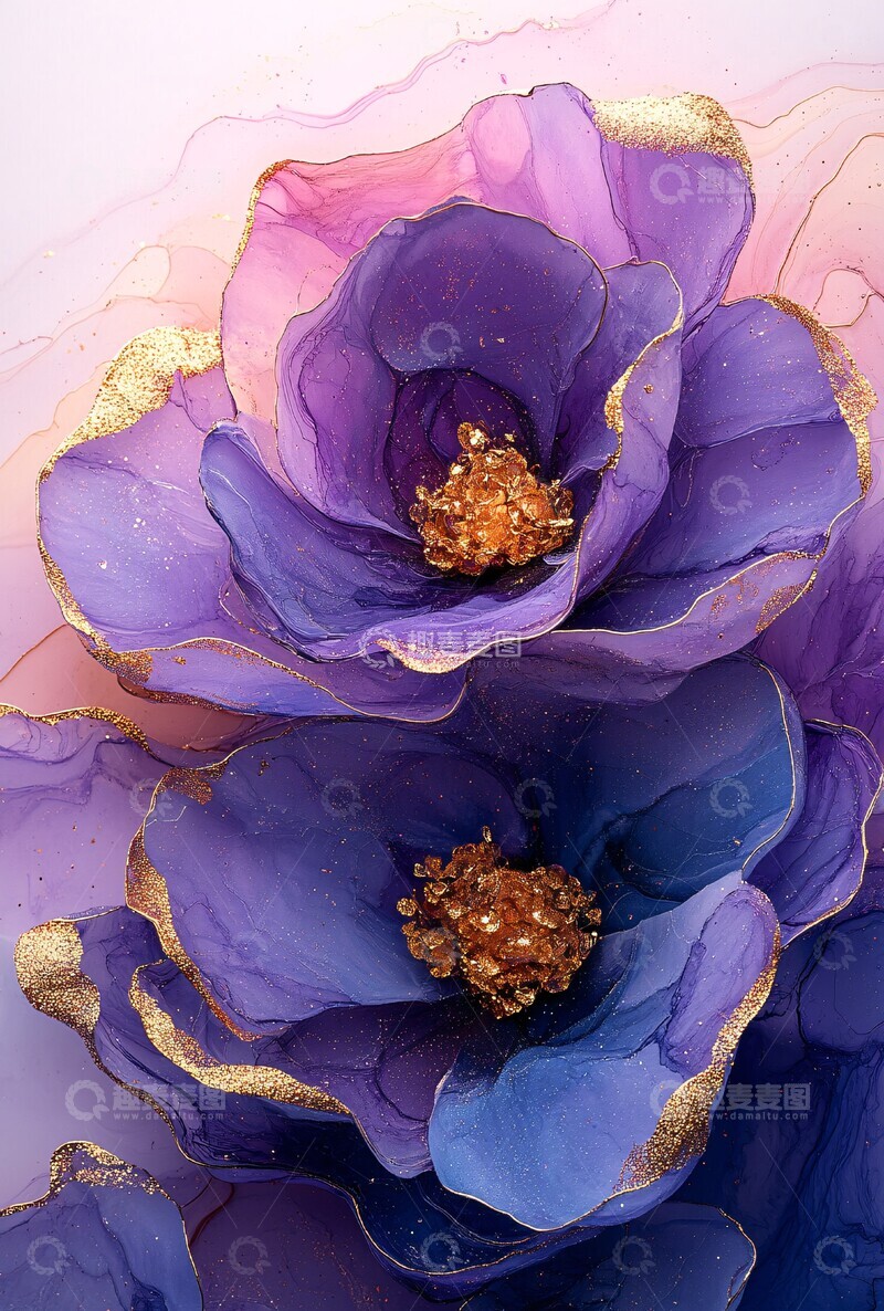 高清大图下载【趣麦麦图】玫瑰金紫色粉色纹理画