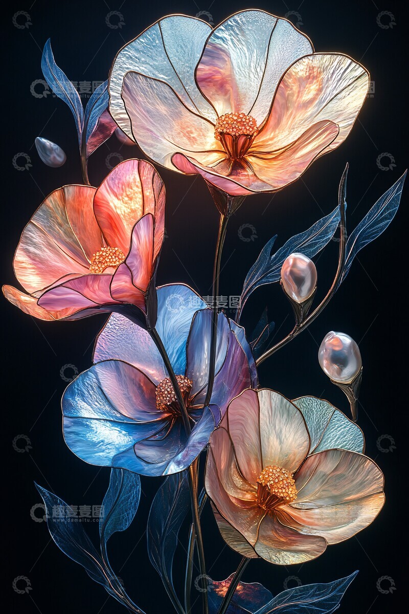 高清大图下载【趣麦麦图】珍珠花纹玻璃窗