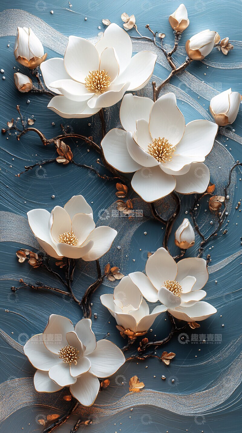 高清大图下载【趣麦麦图】木兰花波浪纹样1