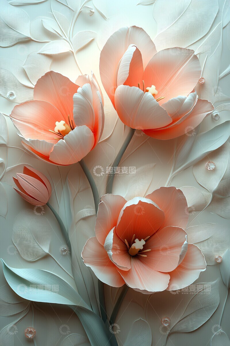 高清大图下载【趣麦麦图】立体粉彩花墙