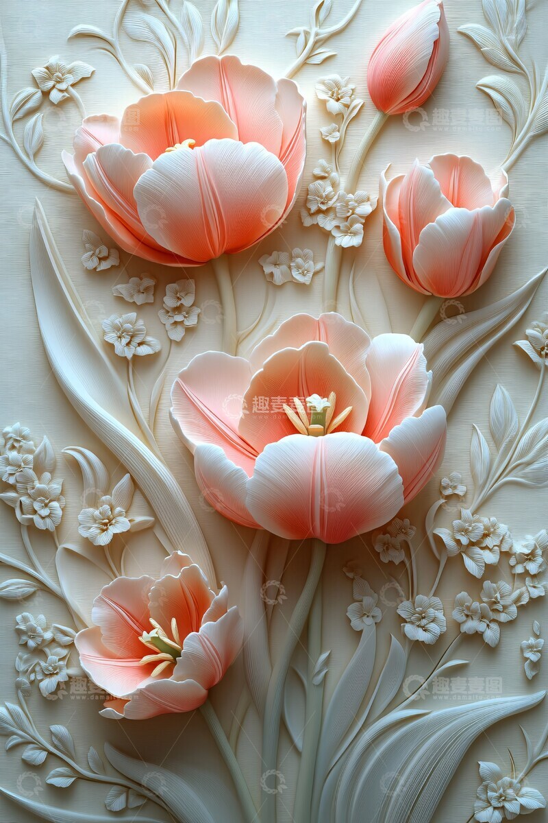 高清大图下载【趣麦麦图】立体粉彩花墙2