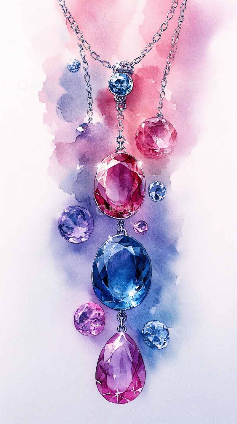 高清大图下载【趣麦麦图】水彩珠宝背景图