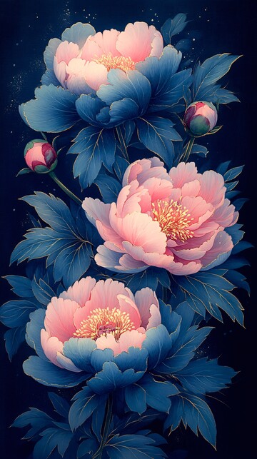 深蓝牡丹花束2