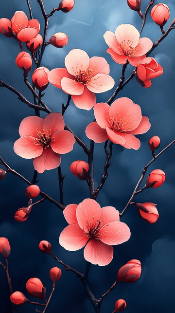 春花水彩画春花水彩图案2