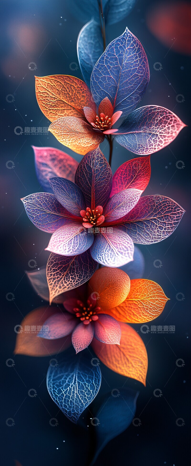 高清大图下载【趣麦麦图】彩虹蕾丝花朵图2