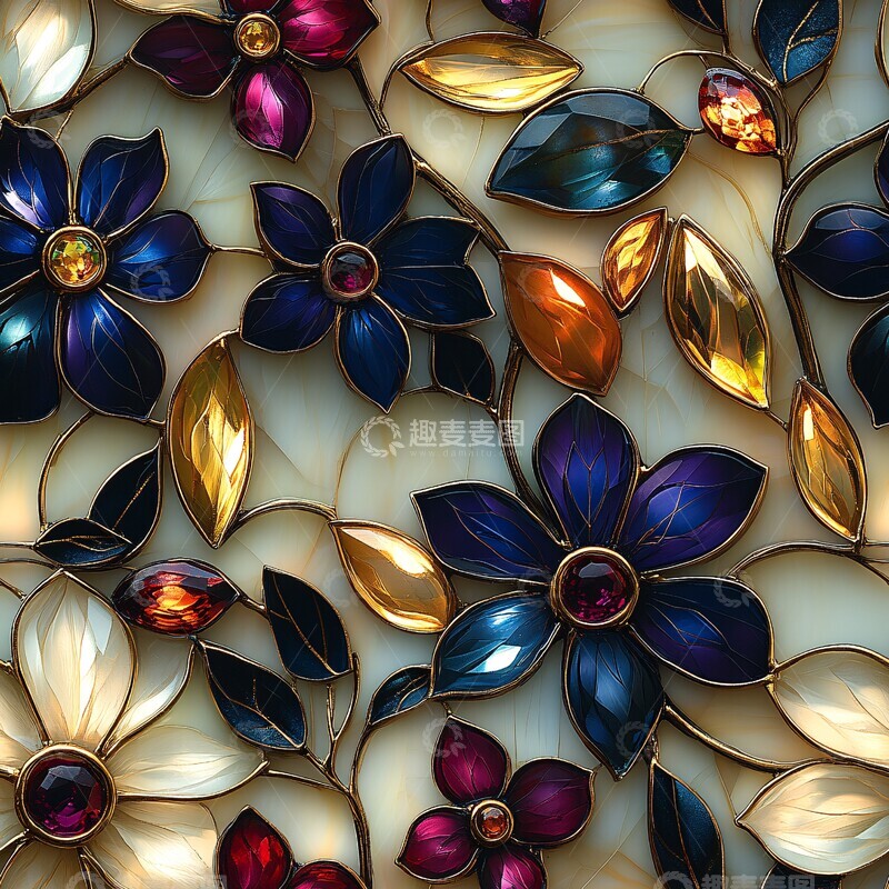高清大图下载【趣麦麦图】宝石花朵图案2