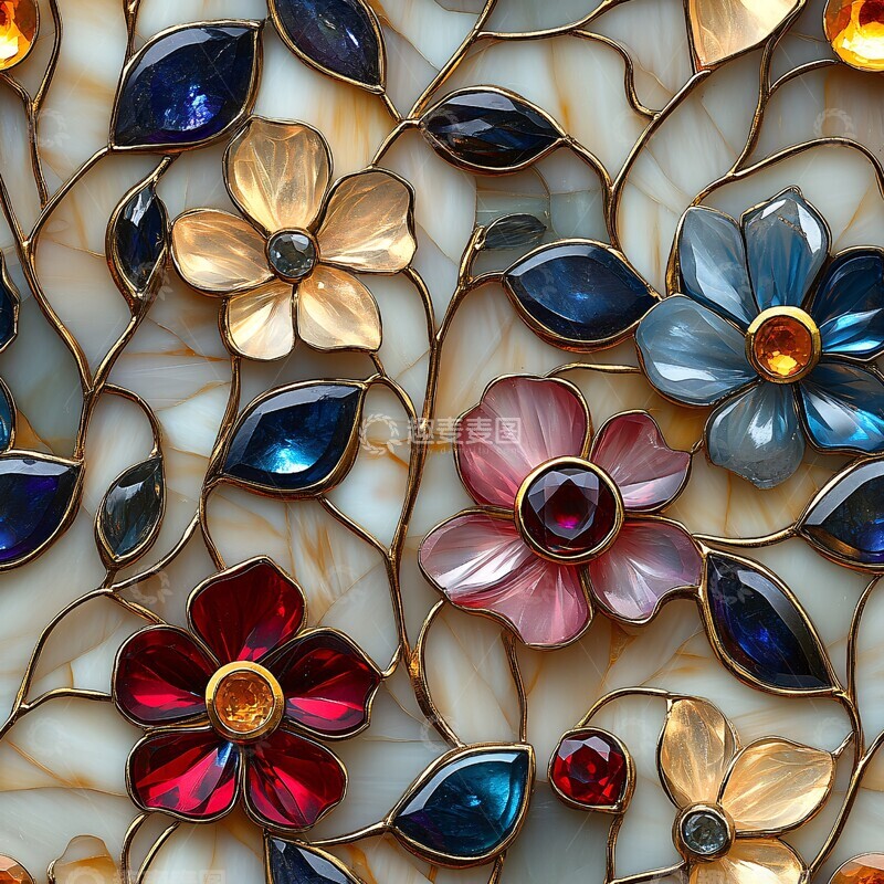 高清大图下载【趣麦麦图】宝石花朵图案