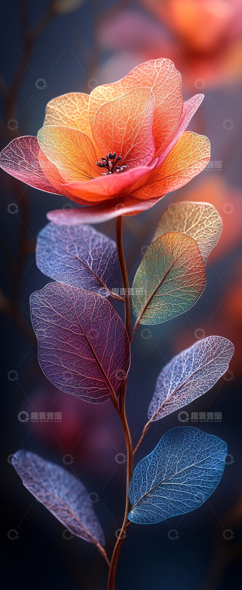 高清大图下载【趣麦麦图】彩虹蕾丝花朵图1