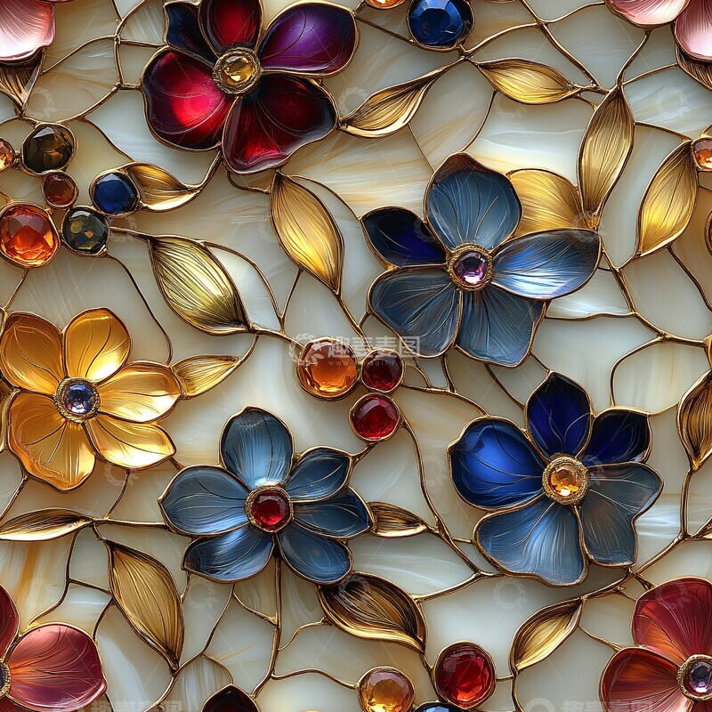 高清大图下载【趣麦麦图】宝石花朵图案3