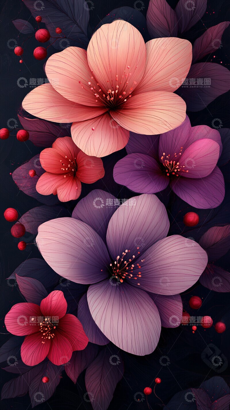 高清大图下载【趣麦麦图】粉色花卉装饰2