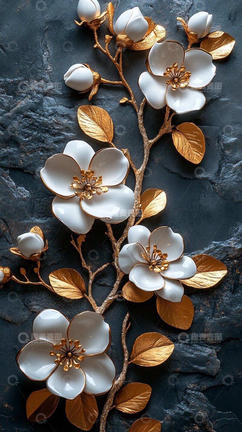 高清大图下载【趣麦麦图】白金石花纹边框1