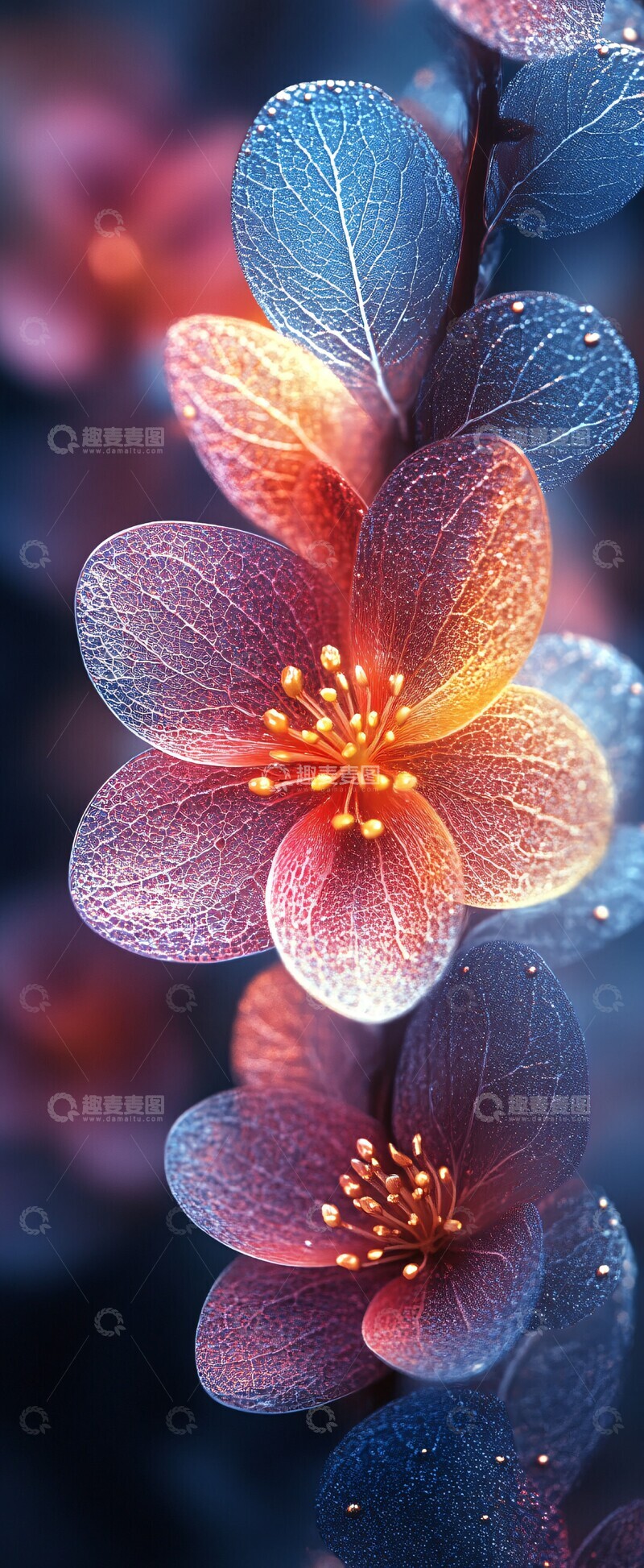 高清大图下载【趣麦麦图】彩虹蕾丝花朵图