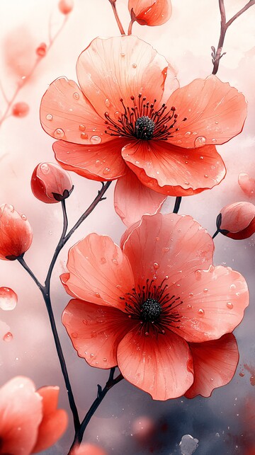 春花水彩画春花水彩图案