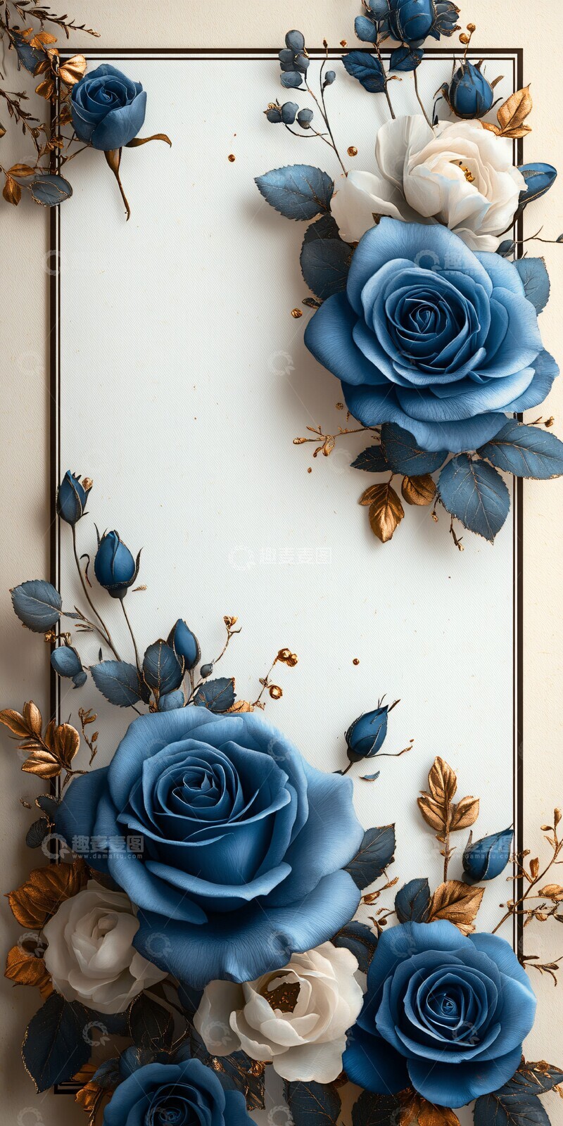 高清大图下载【趣麦麦图】蓝色玫瑰生日邀请1