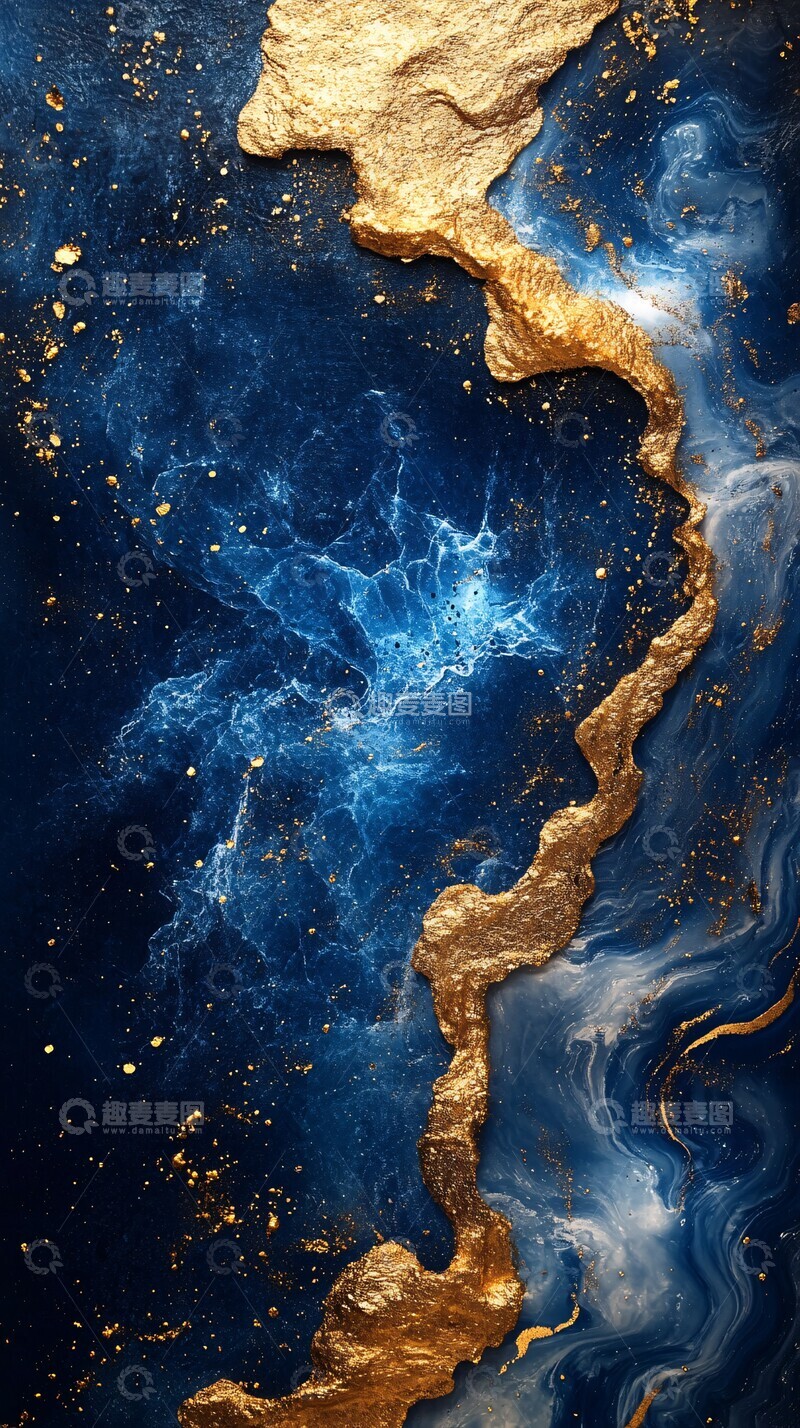 高清大图下载【趣麦麦图】蓝金水波纹波纹背景线条2